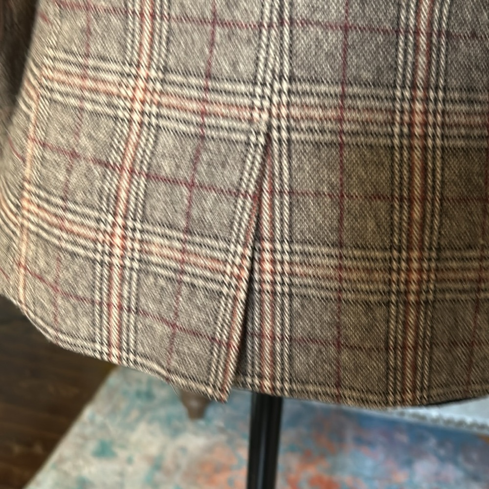 L.O.G.G. by H&M Wool blend plaid academia brown rust silky lining pockets - Picture 7 of 8